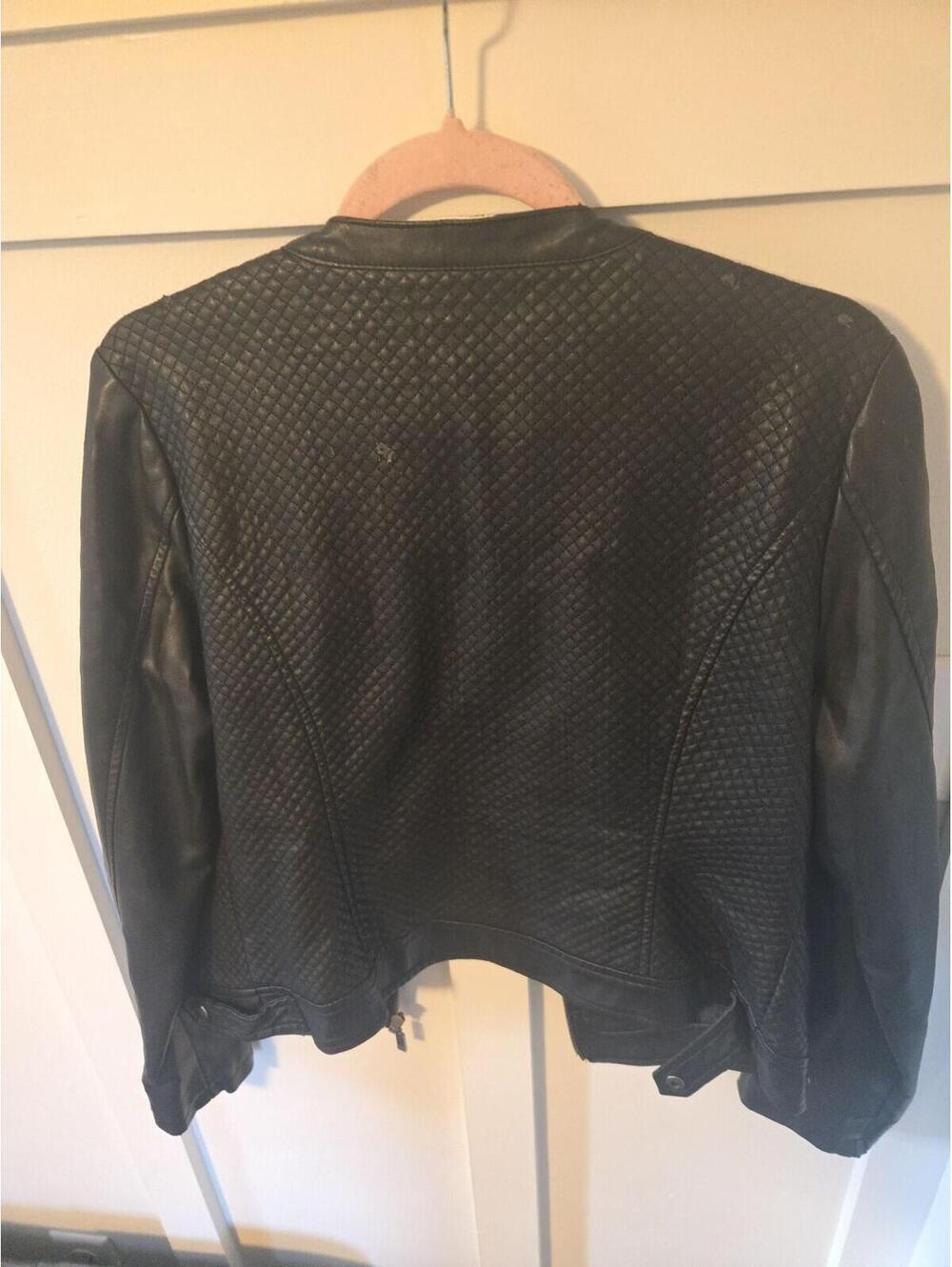Yest Fashion Faux Leather Quilted Moto Jacket Black - Picture 4 of 6